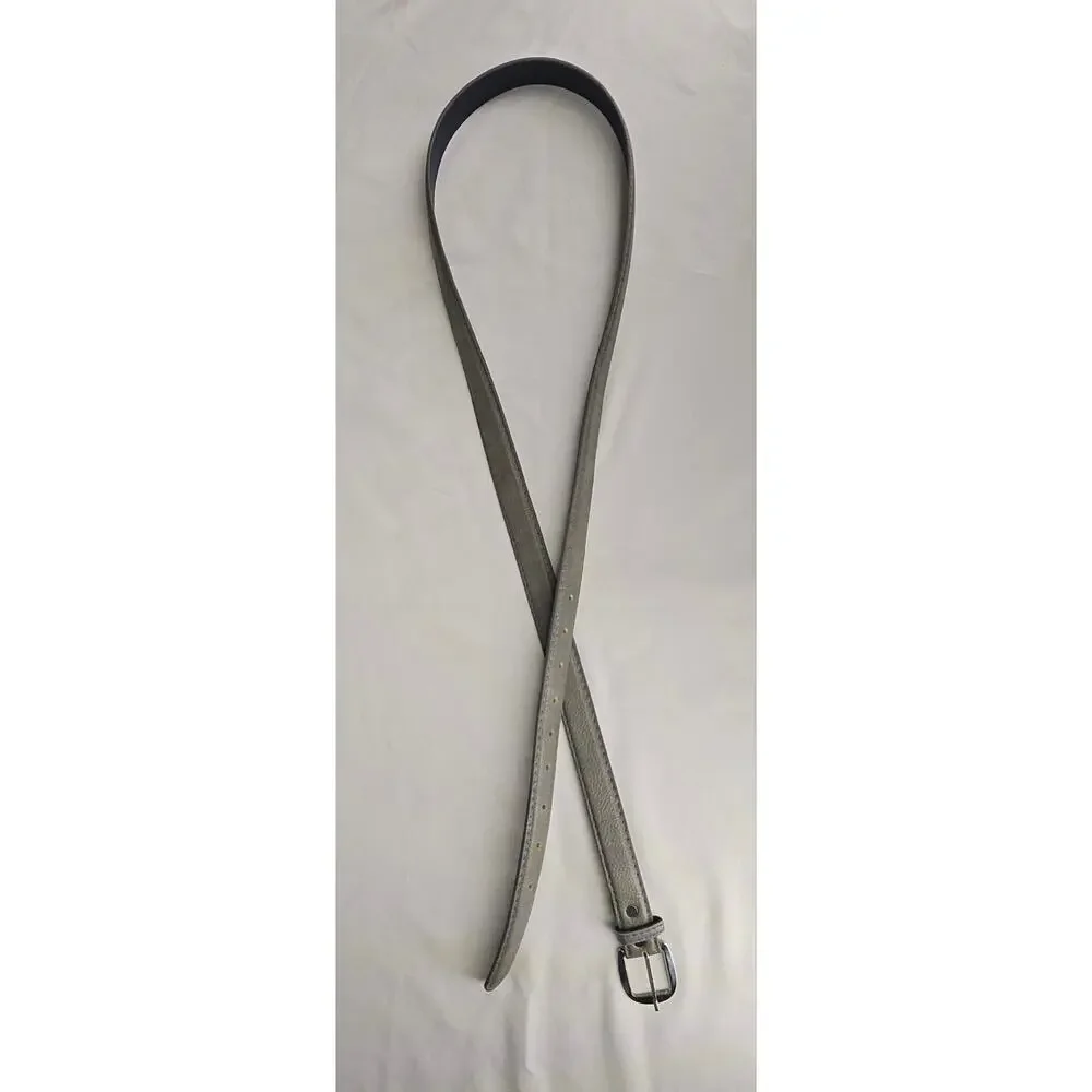 MEN'S VINTAGE GRAY FAUX LEATHER SLIM BELT WITH CHROME BUCKLE 46